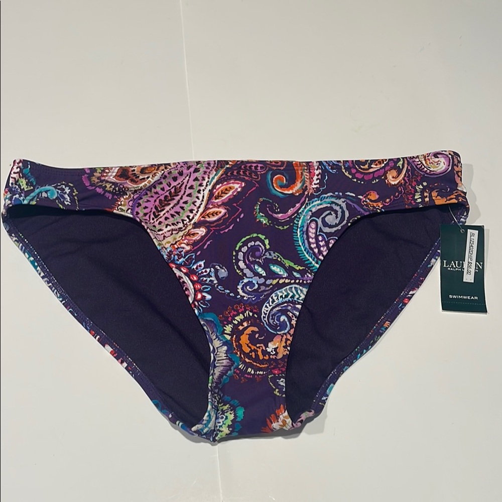 🎉Lauren Ralph Lauren NWT 10 swim bikini bottoms purple paisley